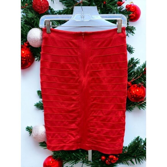 LAPIS LADIES CLASSIC RED PENCIL STRAIGHT MINI RIBBED UNLINED ZIP SKIRT SIZE XS - Picture 5 of 10